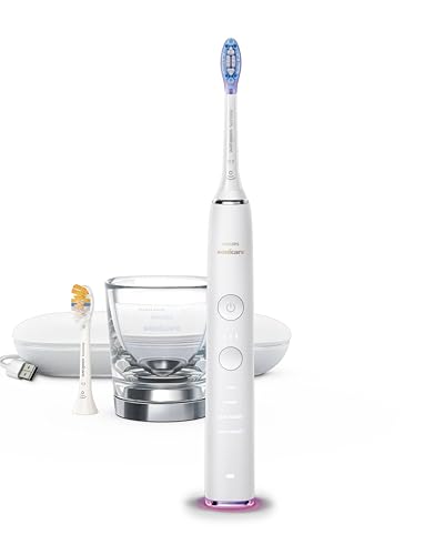 Philips Sonicare DiamondClean Smart 9400 elektrische Zahnbürste, Schallzahnbürste mit App, Drucksensor, Bürstenkopferkennung, 4 Putzmodi und 3 Intensitätsstufen, Weiß, Modell...