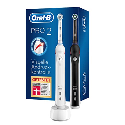 Oral-B PRO 2 2900 Elektrische Zahnbürste/Electric Toothbrush, Doppelpack mit 2 Aufsteckbürsten, mit 2 Putzmodi und visueller Andruckkontrolle für Zahnpflege, Geschenk für Sie/Ihn,...