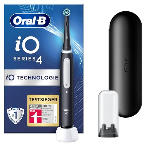 Oral-B iO Series 4 Elektrische Zahnbürste/Electric Toothbrush, 4 Putzmodi für Zahnpflege, Reiseetui, matt black, TESTSIEGER Stiftung Warentest (12/2023)