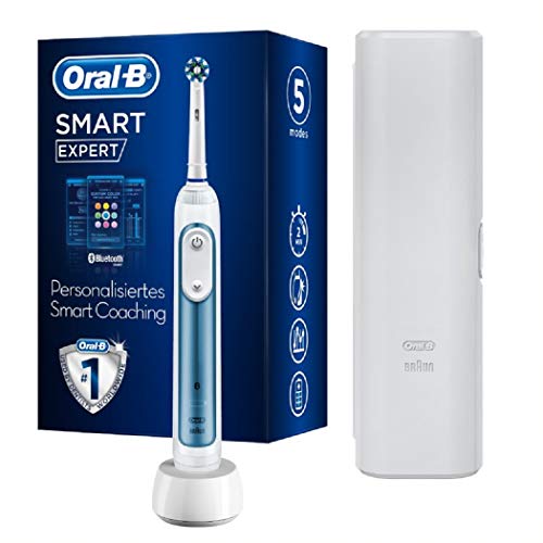 Oral-B Smart Expert Elektrische Zahnbürste/Electric Toothbrush, 5 Putzmodi für Zahnpflege & Bluetooth-App, Reiseetui, Designed by Braun, blau