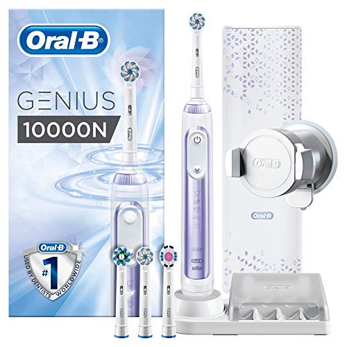 Oral-B Genius 10000N Elektrische Zahnbürste, mit Zahnfleischschutz-Assistent und Premium Lade-Reise-Etui, orchid purple